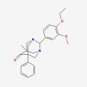 2-(4-Ethoxy-3-methoxyphenyl)-5-methyl-7-phenyl-1,3-diazatricyclo[3.3.1.1~3,7~]decan-6-one