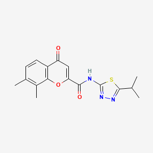 molecular formula C17H17N3O3S B11384148 7,8-dimethyl-4-oxo-N-[5-(propan-2-yl)-1,3,4-thiadiazol-2-yl]-4H-chromene-2-carboxamide 