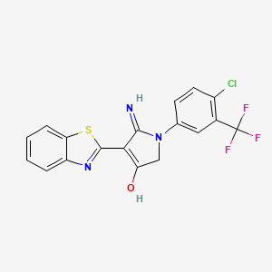 molecular formula C18H11ClF3N3OS B11384153 5-amino-4-(benzo[d]thiazol-2-yl)-1-(4-chloro-3-(trifluoromethyl)phenyl)-1H-pyrrol-3(2H)-one 