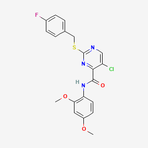 molecular formula C20H17ClFN3O3S B11384174 5-chloro-N-(2,4-dimethoxyphenyl)-2-[(4-fluorobenzyl)sulfanyl]pyrimidine-4-carboxamide 