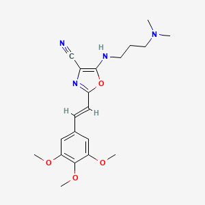 5-{[3-(dimethylamino)propyl]amino}-2-[(E)-2-(3,4,5-trimethoxyphenyl)ethenyl]-1,3-oxazole-4-carbonitrile