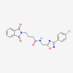 molecular formula C21H17ClN4O4 B11384194 N-{[3-(4-chlorophenyl)-1,2,4-oxadiazol-5-yl]methyl}-4-(1,3-dioxo-1,3-dihydro-2H-isoindol-2-yl)butanamide 