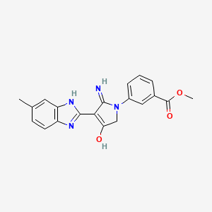 molecular formula C20H18N4O3 B11384232 Methyl 3-[5-amino-4-(6-methyl-1H-1,3-benzodiazol-2-YL)-3-oxo-2,3-dihydro-1H-pyrrol-1-YL]benzoate 