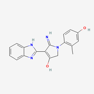 molecular formula C18H16N4O2 B11384298 5-Amino-4-(1H-1,3-benzodiazol-2-YL)-1-(4-hydroxy-2-methylphenyl)-2,3-dihydro-1H-pyrrol-3-one 