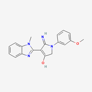 molecular formula C19H18N4O2 B11384309 5-amino-1-(3-methoxyphenyl)-4-(1-methyl-1H-1,3-benzodiazol-2-yl)-2,3-dihydro-1H-pyrrol-3-one 