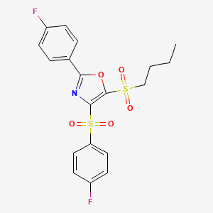 molecular formula C19H17F2NO5S2 B11384379 5-(Butylsulfonyl)-2-(4-fluorophenyl)-4-[(4-fluorophenyl)sulfonyl]-1,3-oxazole 