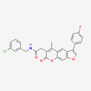 molecular formula C27H19ClFNO4 B11384384 N-(3-chlorobenzyl)-2-[3-(4-fluorophenyl)-5-methyl-7-oxo-7H-furo[3,2-g]chromen-6-yl]acetamide 