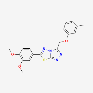 molecular formula C19H18N4O3S B11384413 6-(3,4-Dimethoxyphenyl)-3-[(3-methylphenoxy)methyl]-[1,2,4]triazolo[3,4-b][1,3,4]thiadiazole 