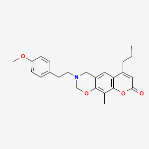 molecular formula C24H27NO4 B11384417 3-[2-(4-methoxyphenyl)ethyl]-10-methyl-6-propyl-3,4-dihydro-2H,8H-chromeno[6,7-e][1,3]oxazin-8-one 