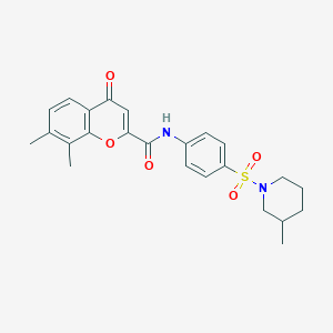 molecular formula C24H26N2O5S B11384451 7,8-dimethyl-N-{4-[(3-methylpiperidin-1-yl)sulfonyl]phenyl}-4-oxo-4H-chromene-2-carboxamide 