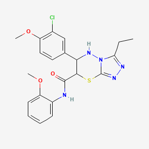 molecular formula C21H22ClN5O3S B11384458 6-(3-chloro-4-methoxyphenyl)-3-ethyl-N-(2-methoxyphenyl)-6,7-dihydro-5H-[1,2,4]triazolo[3,4-b][1,3,4]thiadiazine-7-carboxamide 