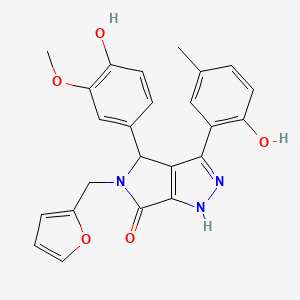 molecular formula C24H21N3O5 B11384538 5-(furan-2-ylmethyl)-4-(4-hydroxy-3-methoxyphenyl)-3-(2-hydroxy-5-methylphenyl)-4,5-dihydropyrrolo[3,4-c]pyrazol-6(1H)-one 