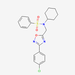 molecular formula C21H22ClN3O3S B11384541 N-{[3-(4-chlorophenyl)-1,2,4-oxadiazol-5-yl]methyl}-N-cyclohexylbenzenesulfonamide 