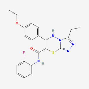 molecular formula C21H22FN5O2S B11384567 6-(4-ethoxyphenyl)-3-ethyl-N-(2-fluorophenyl)-6,7-dihydro-5H-[1,2,4]triazolo[3,4-b][1,3,4]thiadiazine-7-carboxamide 