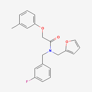 molecular formula C21H20FNO3 B11384625 N-(3-fluorobenzyl)-N-(furan-2-ylmethyl)-2-(3-methylphenoxy)acetamide 