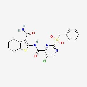 2-(benzylsulfonyl)-N-(3-carbamoyl-4,5,6,7-tetrahydro-1-benzothiophen-2-yl)-5-chloropyrimidine-4-carboxamide