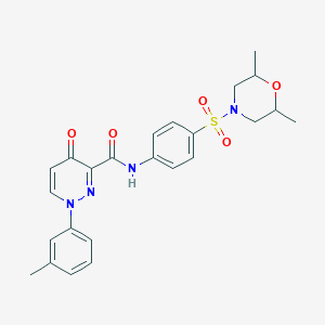 molecular formula C24H26N4O5S B11384652 N-{4-[(2,6-dimethylmorpholin-4-yl)sulfonyl]phenyl}-1-(3-methylphenyl)-4-oxo-1,4-dihydropyridazine-3-carboxamide 