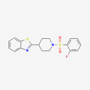 molecular formula C18H17FN2O2S2 B11384667 2-[1-(2-Fluorobenzenesulfonyl)piperidin-4-YL]-1,3-benzothiazole 