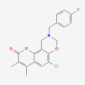 6-chloro-9-(4-fluorobenzyl)-3,4-dimethyl-9,10-dihydro-2H,8H-chromeno[8,7-e][1,3]oxazin-2-one