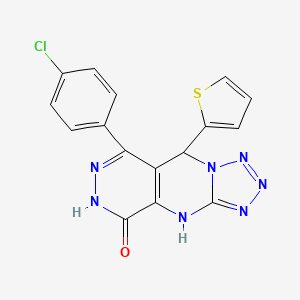 molecular formula C16H10ClN7OS B11384699 10-(4-chlorophenyl)-8-thiophen-2-yl-2,4,5,6,7,11,12-heptazatricyclo[7.4.0.03,7]trideca-1(9),3,5,10-tetraen-13-one 