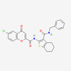 molecular formula C26H21ClN2O4S B11384710 N-[3-(benzylcarbamoyl)-4,5,6,7-tetrahydro-1-benzothiophen-2-yl]-6-chloro-4-oxo-4H-chromene-2-carboxamide 