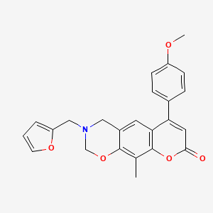 3-(furan-2-ylmethyl)-6-(4-methoxyphenyl)-10-methyl-3,4-dihydro-2H,8H-chromeno[6,7-e][1,3]oxazin-8-one