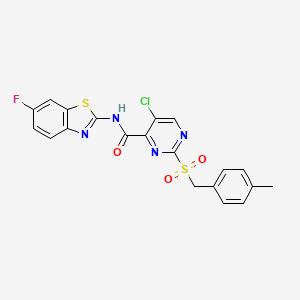 molecular formula C20H14ClFN4O3S2 B11384719 5-chloro-N-(6-fluoro-1,3-benzothiazol-2-yl)-2-[(4-methylbenzyl)sulfonyl]pyrimidine-4-carboxamide 