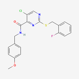 molecular formula C20H17ClFN3O2S B11384736 5-chloro-2-[(2-fluorobenzyl)sulfanyl]-N-(4-methoxybenzyl)pyrimidine-4-carboxamide 