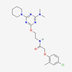 2-(4-chloro-2-methylphenoxy)-N-(2-{[4-(dimethylamino)-6-(piperidin-1-yl)-1,3,5-triazin-2-yl]oxy}ethyl)acetamide