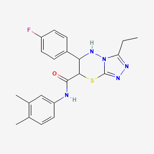 molecular formula C21H22FN5OS B11384769 N-(3,4-dimethylphenyl)-3-ethyl-6-(4-fluorophenyl)-6,7-dihydro-5H-[1,2,4]triazolo[3,4-b][1,3,4]thiadiazine-7-carboxamide 