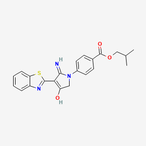 molecular formula C22H21N3O3S B11384809 2-Methylpropyl 4-[5-amino-4-(1,3-benzothiazol-2-YL)-3-oxo-2,3-dihydro-1H-pyrrol-1-YL]benzoate 