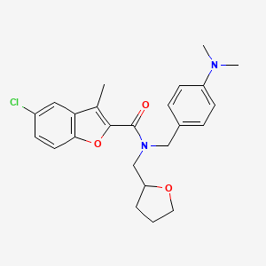 molecular formula C24H27ClN2O3 B11384845 5-chloro-N-[4-(dimethylamino)benzyl]-3-methyl-N-(tetrahydrofuran-2-ylmethyl)-1-benzofuran-2-carboxamide 