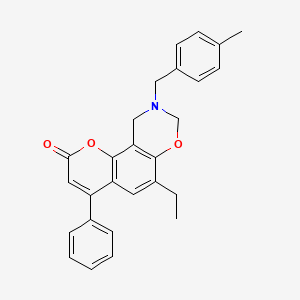 6-ethyl-9-(4-methylbenzyl)-4-phenyl-9,10-dihydro-2H,8H-chromeno[8,7-e][1,3]oxazin-2-one