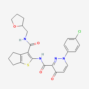 1-(4-chlorophenyl)-4-oxo-N-{3-[(tetrahydrofuran-2-ylmethyl)carbamoyl]-5,6-dihydro-4H-cyclopenta[b]thiophen-2-yl}-1,4-dihydropyridazine-3-carboxamide