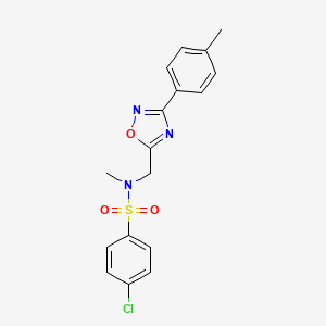 molecular formula C17H16ClN3O3S B11384894 4-chloro-N-methyl-N-{[3-(4-methylphenyl)-1,2,4-oxadiazol-5-yl]methyl}benzenesulfonamide 