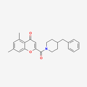 molecular formula C24H25NO3 B11384913 2-[(4-benzylpiperidin-1-yl)carbonyl]-5,7-dimethyl-4H-chromen-4-one 