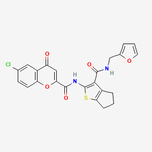 molecular formula C23H17ClN2O5S B11384925 6-chloro-N-(3-{[(furan-2-yl)methyl]carbamoyl}-4H,5H,6H-cyclopenta[b]thiophen-2-yl)-4-oxo-4H-chromene-2-carboxamide 