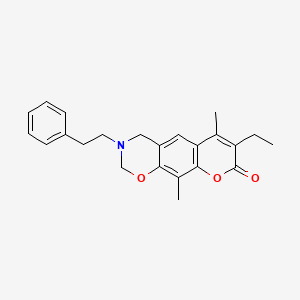 7-ethyl-6,10-dimethyl-3-(2-phenylethyl)-3,4-dihydro-2H,8H-chromeno[6,7-e][1,3]oxazin-8-one