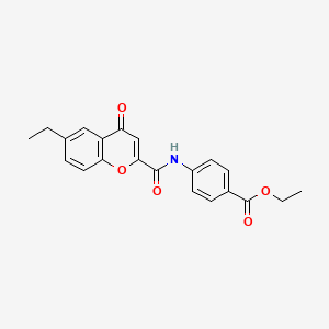 molecular formula C21H19NO5 B11384965 ethyl 4-{[(6-ethyl-4-oxo-4H-chromen-2-yl)carbonyl]amino}benzoate 