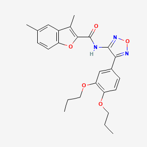 molecular formula C25H27N3O5 B11385048 N-[4-(3,4-dipropoxyphenyl)-1,2,5-oxadiazol-3-yl]-3,5-dimethyl-1-benzofuran-2-carboxamide 