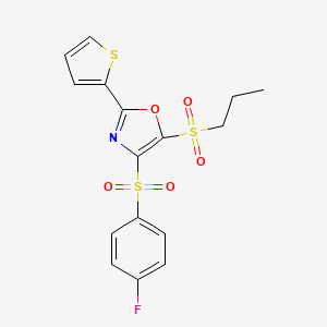 4-[(4-Fluorophenyl)sulfonyl]-5-(propylsulfonyl)-2-thien-2-yl-1,3-oxazole