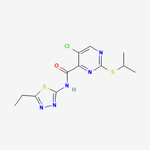 5-chloro-N-(5-ethyl-1,3,4-thiadiazol-2-yl)-2-(propan-2-ylsulfanyl)pyrimidine-4-carboxamide