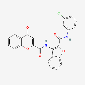 molecular formula C25H15ClN2O5 B11385123 N-{2-[(3-chlorophenyl)carbamoyl]-1-benzofuran-3-yl}-4-oxo-4H-chromene-2-carboxamide 