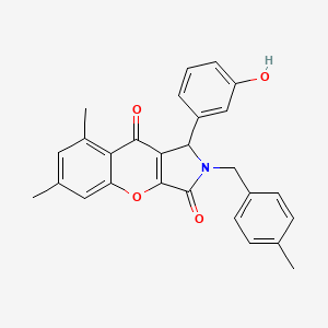 molecular formula C27H23NO4 B11385125 1-(3-Hydroxyphenyl)-6,8-dimethyl-2-(4-methylbenzyl)-1,2-dihydrochromeno[2,3-c]pyrrole-3,9-dione 