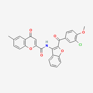 N-[2-(3-chloro-4-methoxybenzoyl)-1-benzofuran-3-yl]-6-methyl-4-oxo-4H-chromene-2-carboxamide