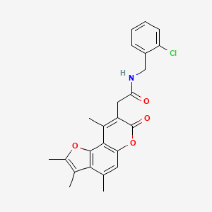 molecular formula C24H22ClNO4 B11385196 N-(2-chlorobenzyl)-2-(2,3,4,9-tetramethyl-7-oxo-7H-furo[2,3-f]chromen-8-yl)acetamide 