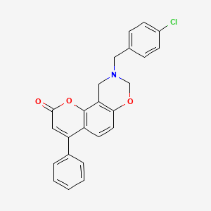 molecular formula C24H18ClNO3 B11385208 9-(4-chlorobenzyl)-4-phenyl-9,10-dihydro-2H,8H-chromeno[8,7-e][1,3]oxazin-2-one 