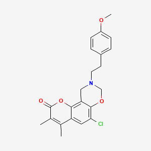 molecular formula C22H22ClNO4 B11385213 6-chloro-9-[2-(4-methoxyphenyl)ethyl]-3,4-dimethyl-9,10-dihydro-2H,8H-chromeno[8,7-e][1,3]oxazin-2-one 