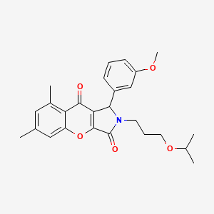 molecular formula C26H29NO5 B11385290 1-(3-Methoxyphenyl)-6,8-dimethyl-2-[3-(propan-2-yloxy)propyl]-1,2-dihydrochromeno[2,3-c]pyrrole-3,9-dione 