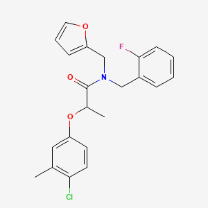 molecular formula C22H21ClFNO3 B11385378 2-(4-chloro-3-methylphenoxy)-N-(2-fluorobenzyl)-N-(furan-2-ylmethyl)propanamide 